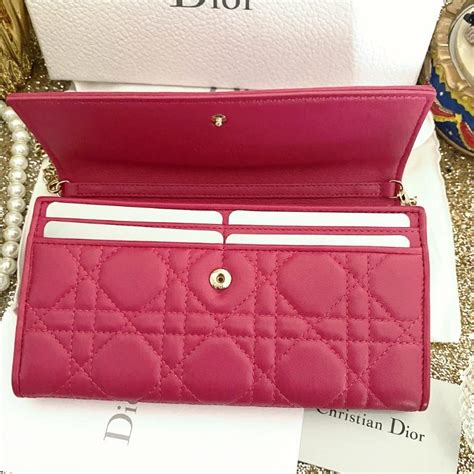 lady dior long wallet on chain|Lady Dior wallet price.